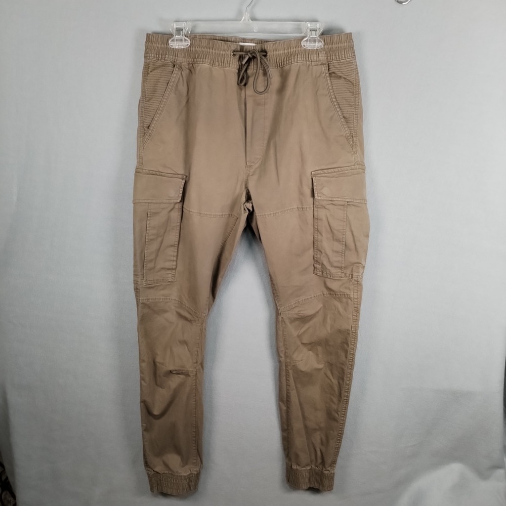 H&M Men's Medium Skinny Fit Cargo Joggers Tan Khaki Moto Utility Pants